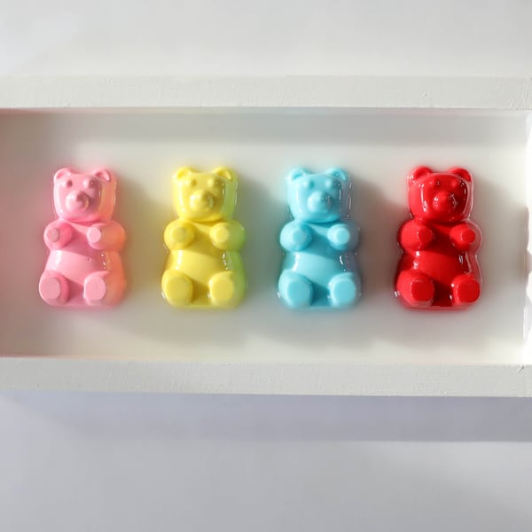 Framed Gummy Bears Art - Whimsical Colourful Decor for Kids' Spaces, Play Areas