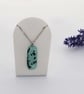 Light Green and Black Fused Glass Pendant with Stainless Steel Chain - Image 4