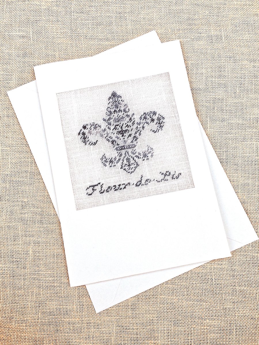 Fleur-de-Lis Petit Point Blank Card