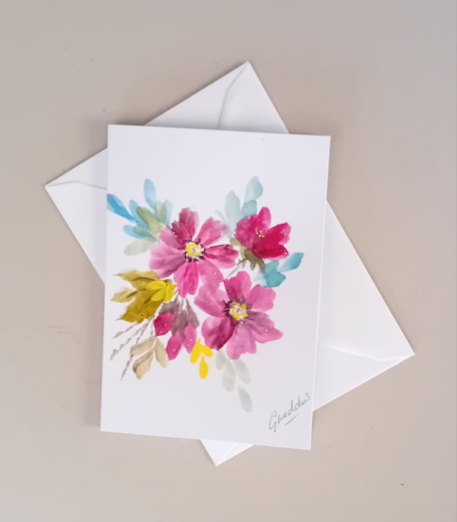 Hand painted blank card ( ref FA  628 Ph 1)