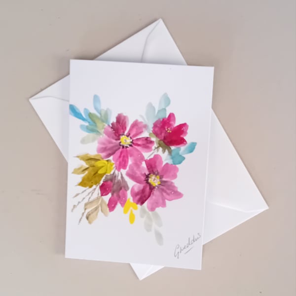 Hand painted blank card ( ref FA  628 Ph 1)