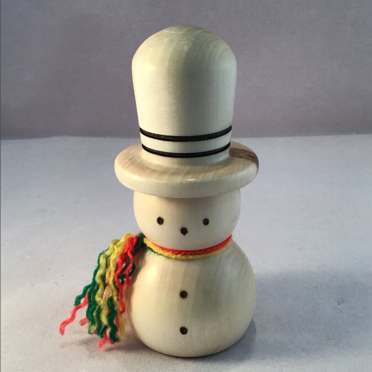 Wood turned snowman
