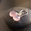 Sterling Silver Wrapped Rose Quartz Drop Earrings