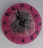 Handmade epoxy resin clock with hanger. Battery operated.