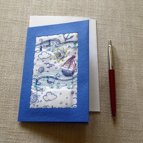 Individually Hand Crafted Textile Blank Card