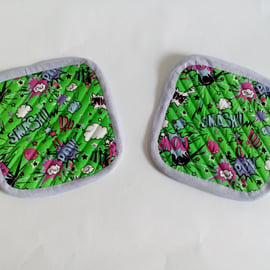 Pair of coasters, Gift for geeks,  coasters, mug rug, coaster set, comic book