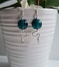 925 Silver & Teal Green Glass Statement  Dangle Earrings Gift Jewellery Jewelry