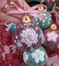 Pink Hellebore (Christmas Rose) hand-painted ceramic Christmas bauble - Image 3