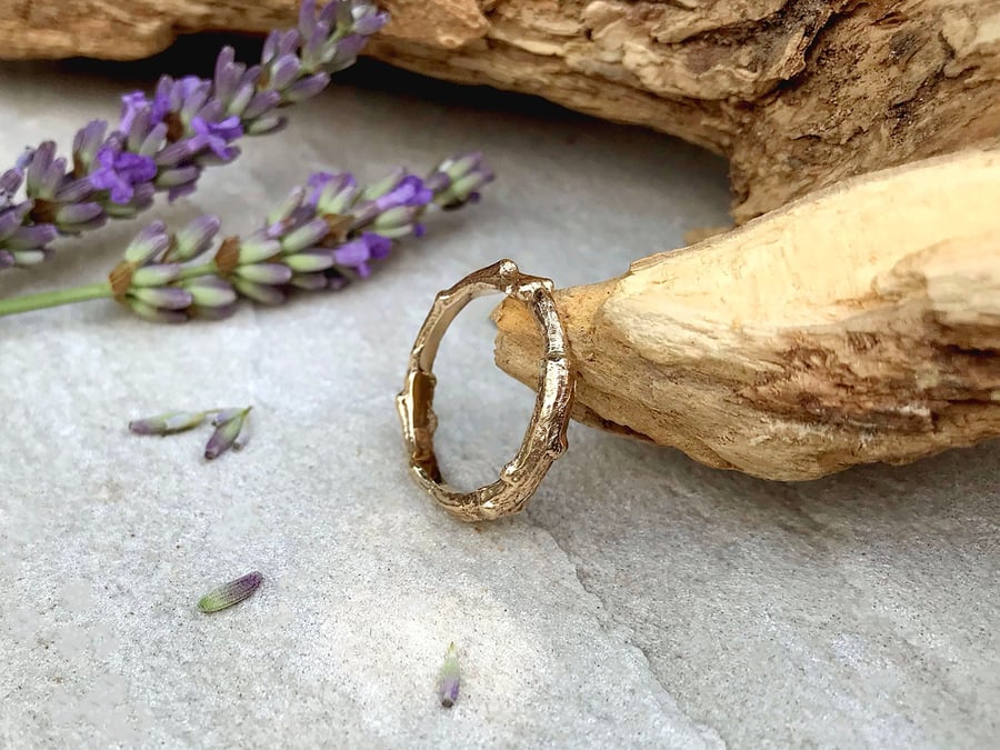 Handmade 9ct Yellow Gold Twig Ring
