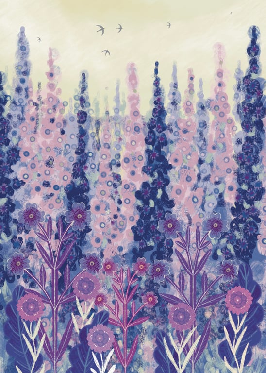 Larkspur,  blank greetings card 