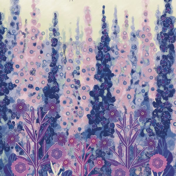 Larkspur,  blank greetings card 