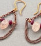 Elegant Ruby & Morganite Chandelier Earrings with Copper - Image 3