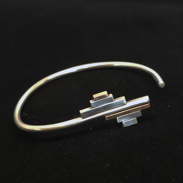 Sterling Silver and Gold 'Key' Bangle 