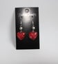 Red heart earrings with glass bead - Image 7