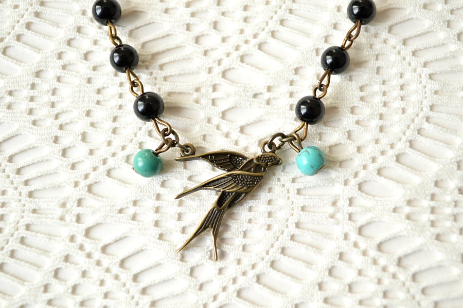 Swallow Beaded Necklace