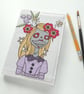 freemotion embroidered spring floral lady zombie A6 sketchbook notebook - Image 1