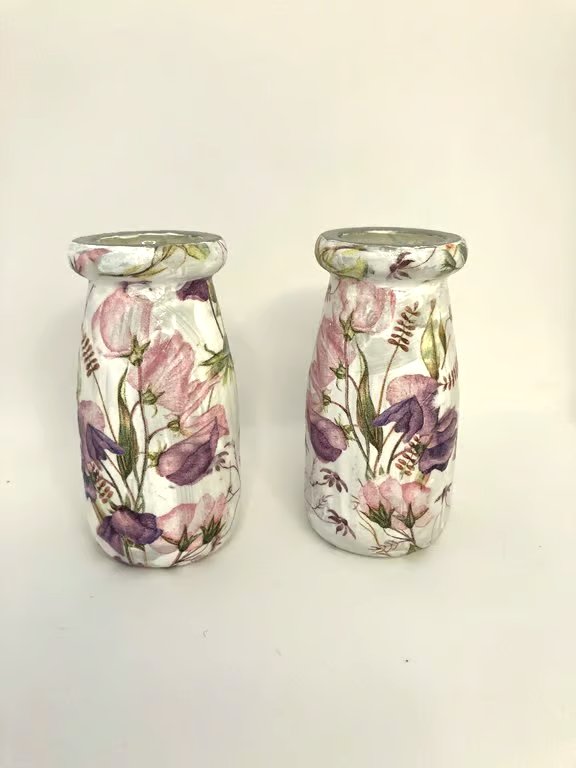 Sweetpea two glass vases