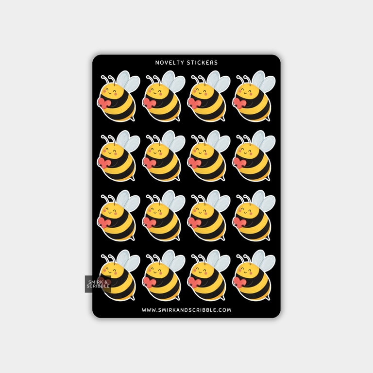 Funny Vinyl Sticker Sheet For Adults - Cute Bee