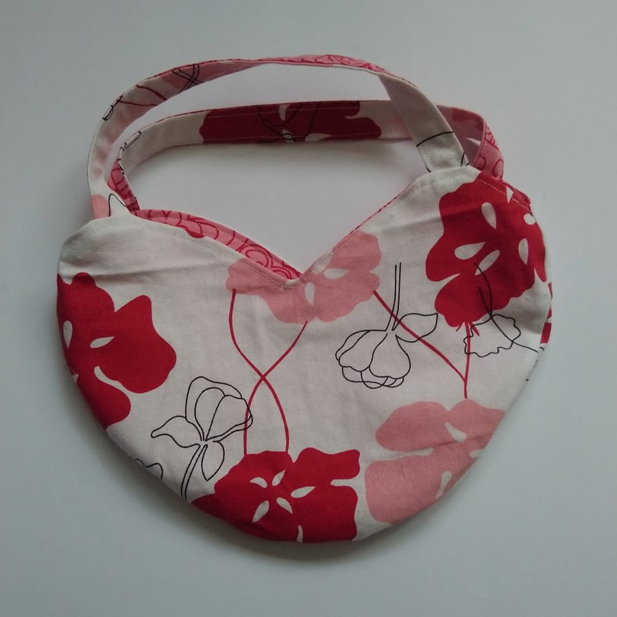 Heart Shaped Reversible Gift Bag with Floral Design