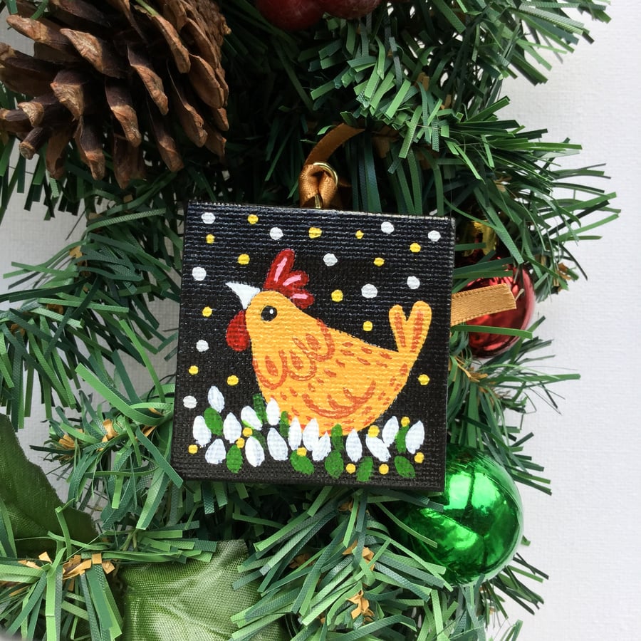 Hanging canvas decoration.