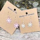 Hand enamelled daisy earrings 