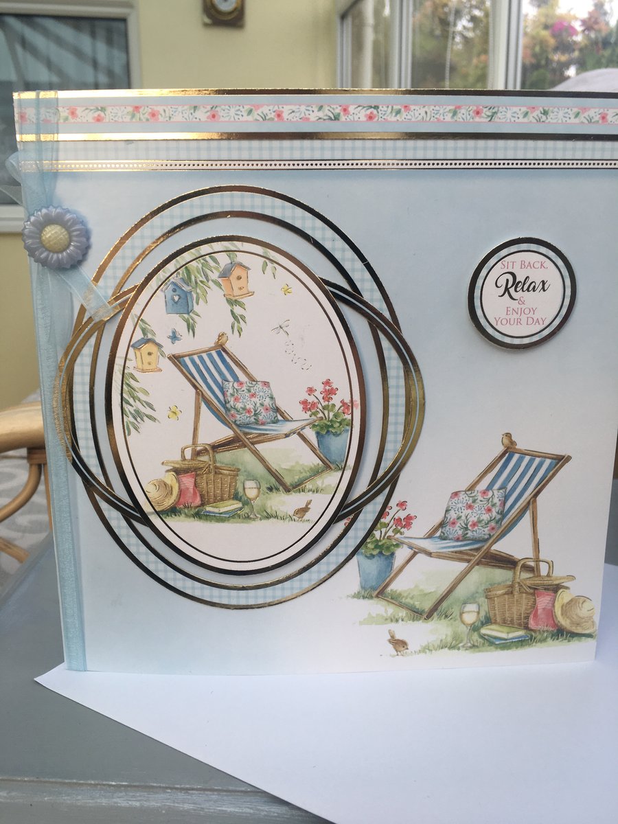 Sit back and relax deckchair birthday card