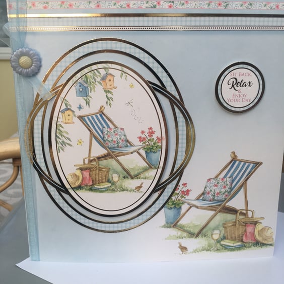 Sit back and relax deckchair birthday card