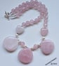 Designer Natural Rose Quartz & Freshwater Culture Pearl Necklace  - Image 5