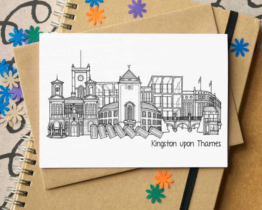 Kingston upon Thames Skyline Greetings Card