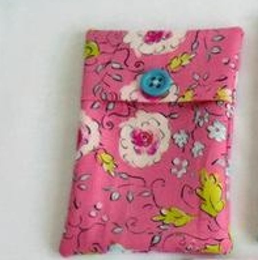 pink floral  cotton tampon holder, discrete tampax pouch for your bag