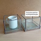 Pair glass planters with drainage trays