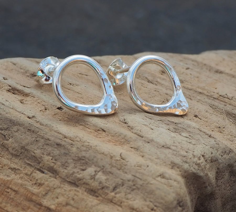 Earrings, silver teardrop stud earrings