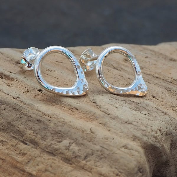 Earrings, silver teardrop stud earrings
