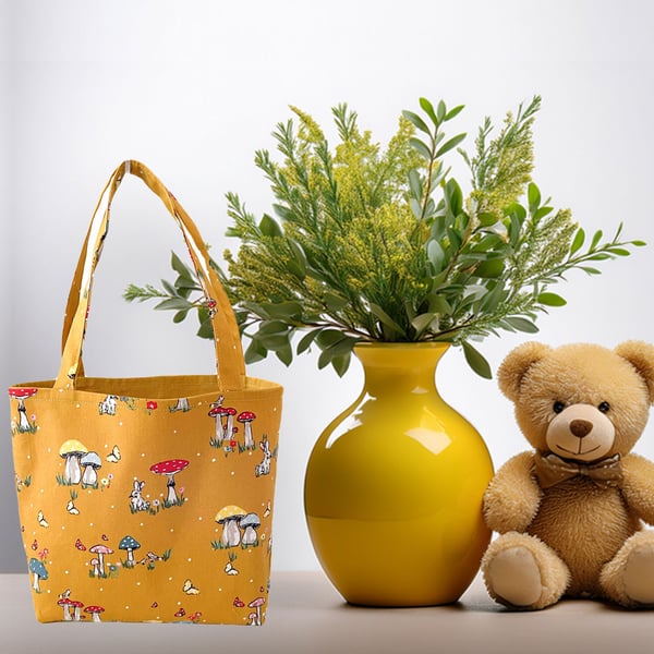 Children's Toadstools-Rabbits Tote Bag-Children-Baby Shower bag-Handmade-CTB090