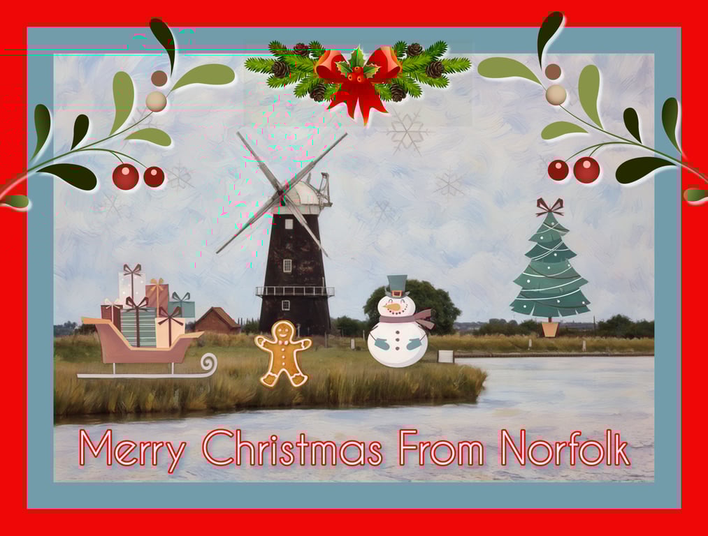Merry Christmas From Norfolk Greeting Card A5