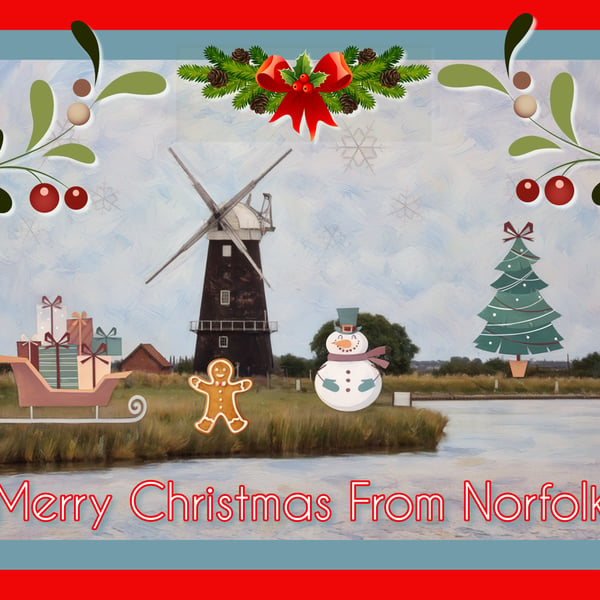 Merry Christmas From Norfolk Greeting Card A5