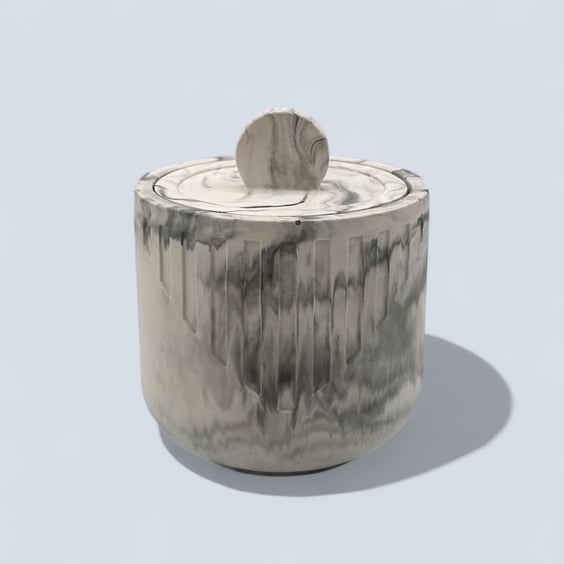 White with Smoky Grey and Black Marbling Lidded Keepsake or Jewellery Box 