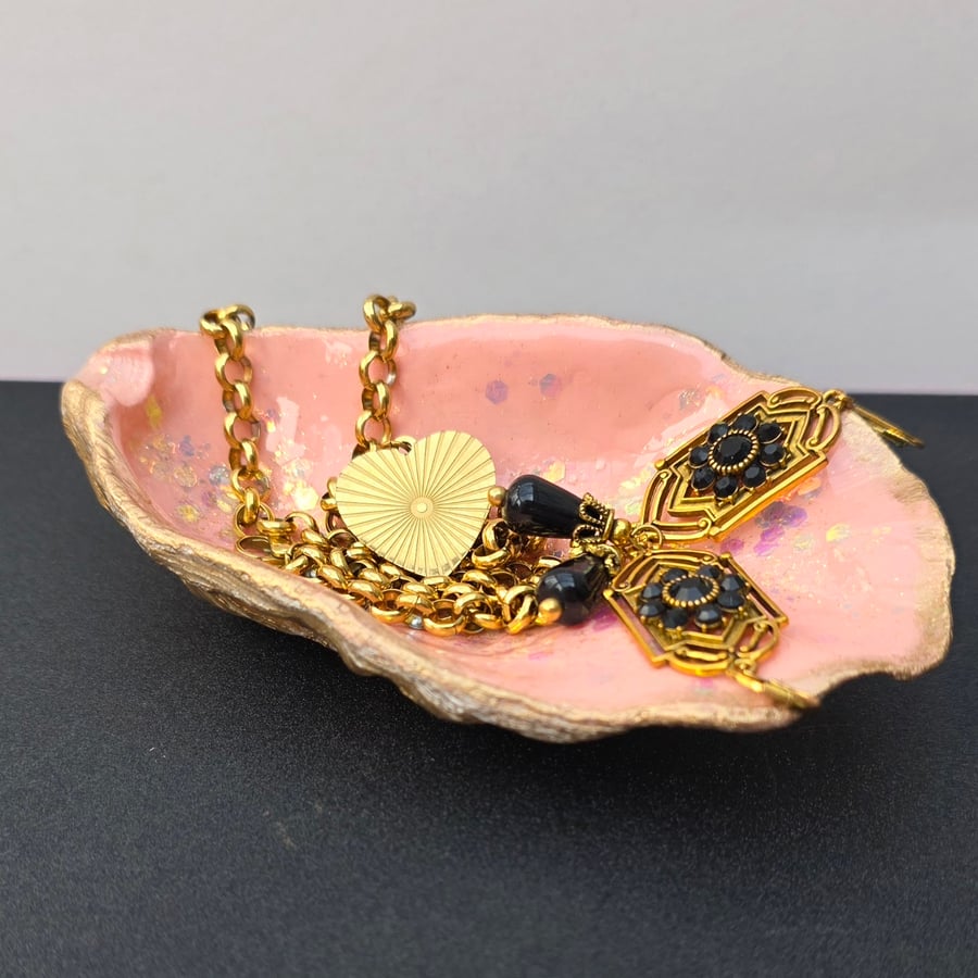 Hand Decorated Oyster Shell Trinket Dish