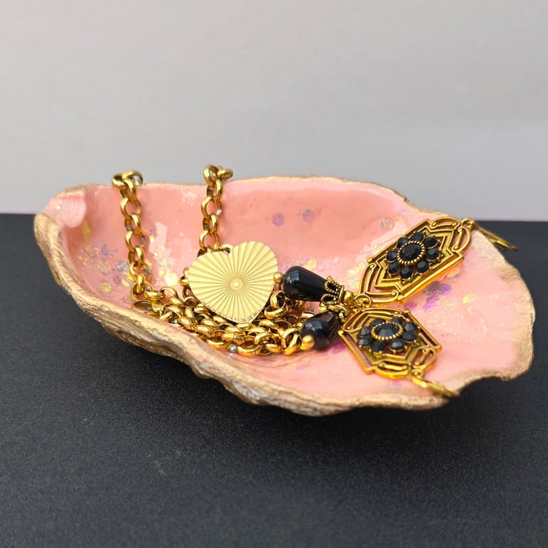 Hand Decorated Oyster Shell Trinket Dish