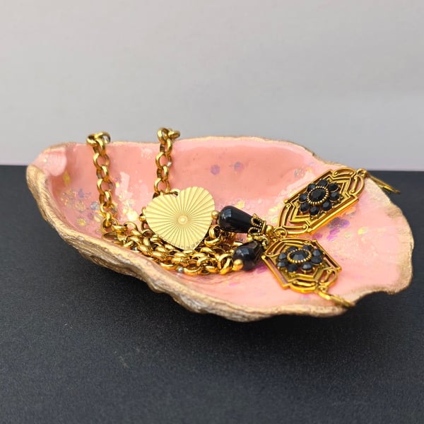 Hand Decorated Oyster Shell Trinket Dish