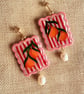 Orange Grove Pearl Scallop Tile Earrings