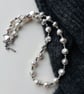 Silver Baroque Pearl Necklace with Textured T-bar Clasp