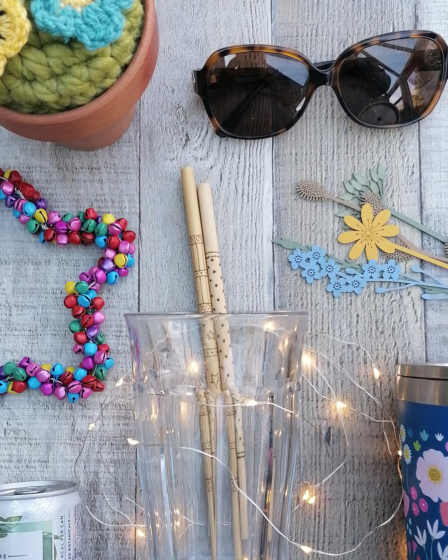 Decorated bamboo straw