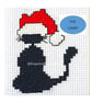 Black Cat Santa Hat Cross Stitch Chart (PDF Pattern) - Image 1