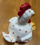 Quirky Handmade Ceramic Chicken – Spotted Handbuilt Pottery Hen - Image 4