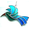Hummingbird Blue Teal Suncatcher Stained Glass Handmade Bird