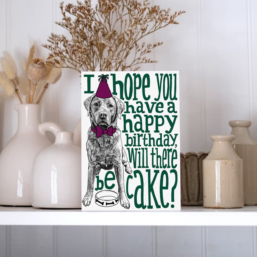 Labrador Birthday Card - crazy dog person - crazy dog lady- illustrated cards