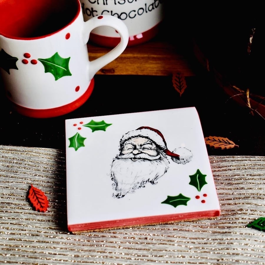 Vintage Santa Christmas Coaster