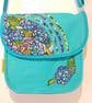 Shoulder bag, Hydrangea on turquise  - Image 10