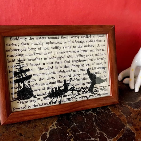 Classic Literature - Moby Dick silhouette framed embroidery